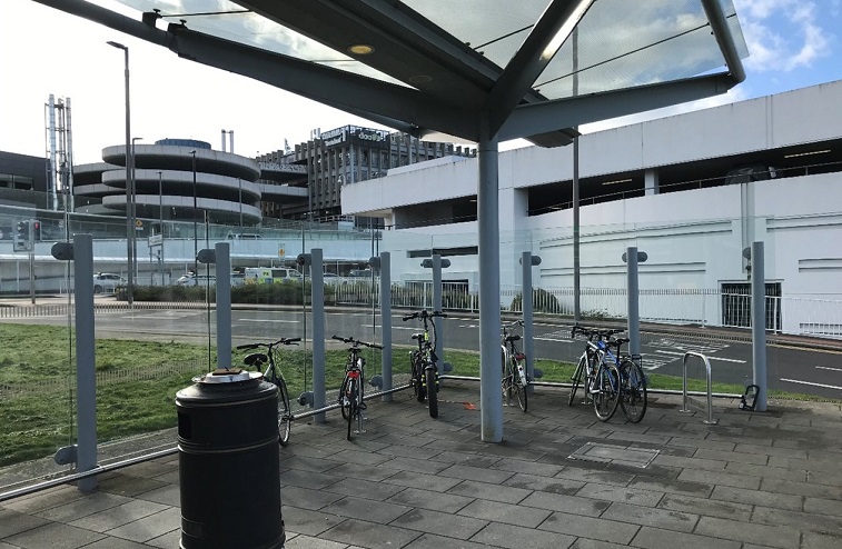 At the shelter between T2 and the T1 Multi Storey Car Park