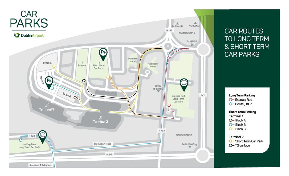 dublin airport car park map large