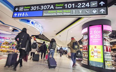 300 gates signage and passengers at Dublin airport